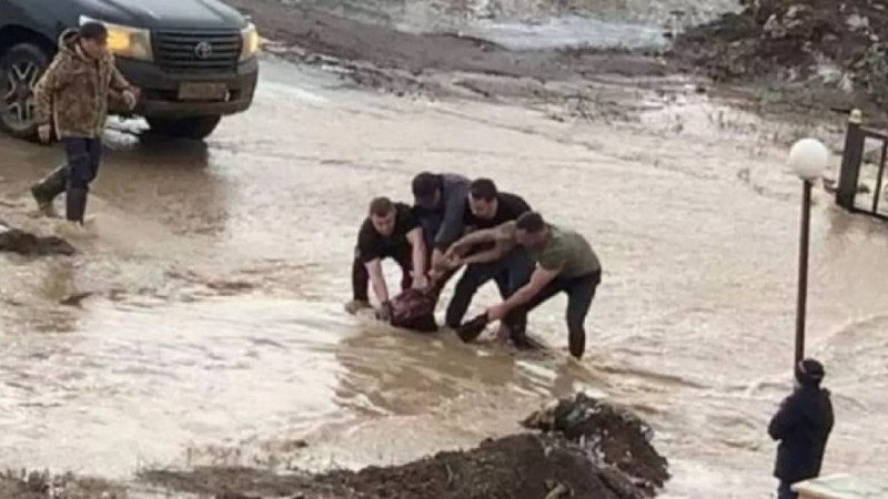 Ақтөбеде суға толы арықта батып бара жатқан қызды бірнеше ер адам құтқарып қалды (видео)