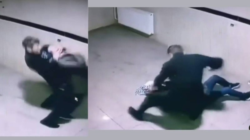 Ақтөбеде ер адамның әйелді соққыға жыққан сәті видеоға түсіп қалды