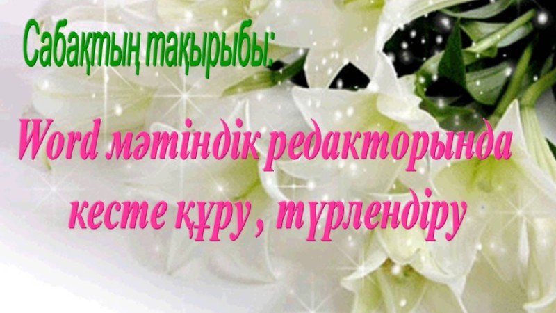 Презентация (слайд): Информатика | Word мәтіндік редакторында кесте құру , түрлендіру