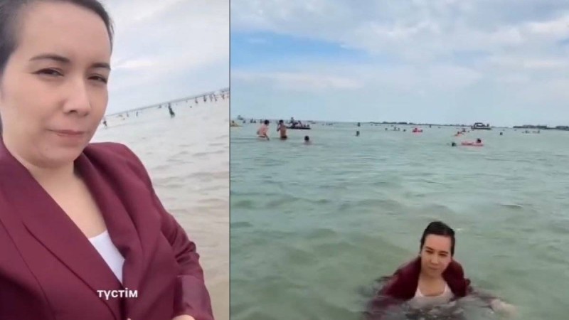 Мұғалім киіммен суға түсті