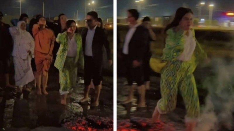 «Тозаққа дайындық»: Рысмендиев әйелдерді қып-қызыл шоқ үстінен жүргізіп рухтандыра ма? (ВИДЕО)