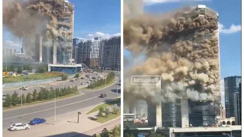 Астанада «Хан Шатыр» сауда орталығының маңында тұрғын үйден өрт шықты (видео)