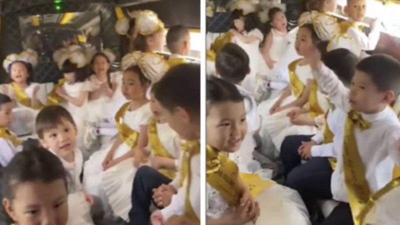 “Балабақша бітірген”. Лимузин ішінде отырған балалар сынға қалды