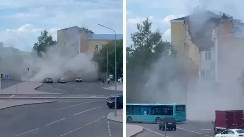 Қарағандыда ғимараттың бір шеті опырылып түсті: 15 жұмысшы эвакуацияланды