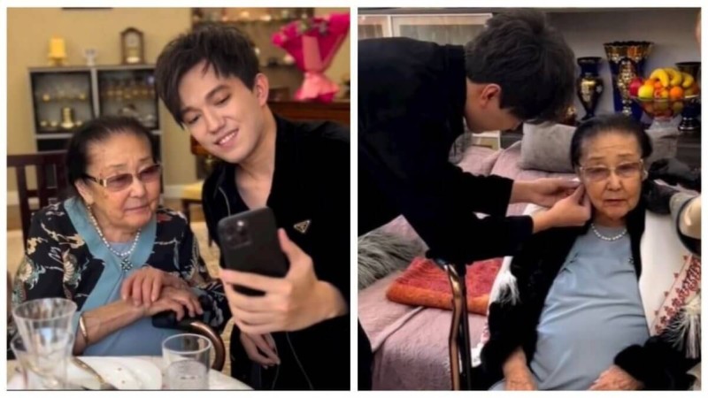 Димаш Құдайберген Бибігүл Төлегенованы туған күнімен құттықтап, сырға сыйлады (ВИДЕО)