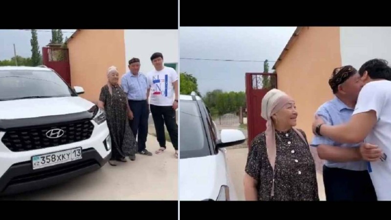 Алтынай Жорабаеваның күйеуі қайын атасына су жаңа көлік сыйлады (видео)