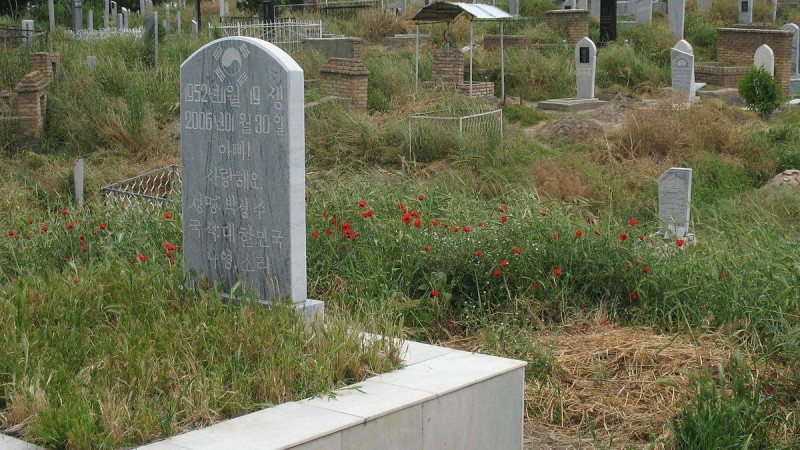 Интернеттің нашарлығына байланысты оқушы қыз зират ішінде оқуға мәжбүр болды