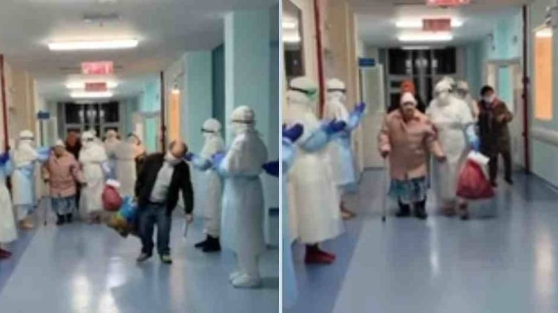 Елорада дәрігерлер коронавирустан емделіп шыққан 93 жастағы әжейді қошеметпен шығарып салды (әсерлі видео) - Қазақстан жаңалықтары