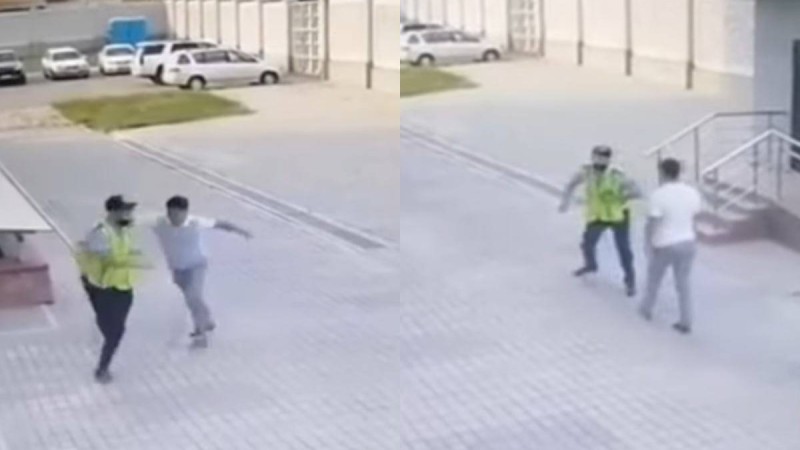Алматыда жоғары лауазымды полицейдің өз қызметкерлерін ұрып жатқаны видеоға түсіп қалды