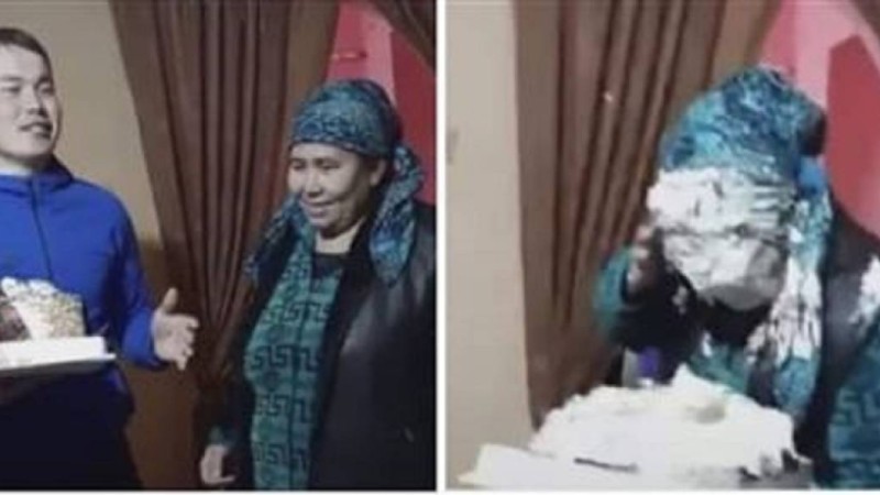 Үлкен кісінің бетіне торт жапсырған бала жұрттан сөз естіді (видео)