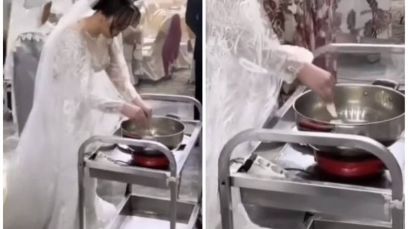 «Мазақ ету»: Той үстінде бауырсақ пісірген қалыңдық көпшілікті ашуландырды (ВИДЕО)