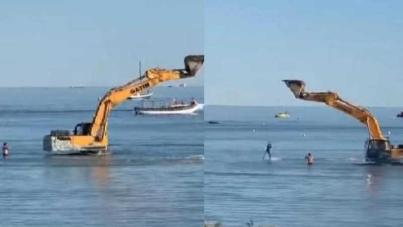 Каспий теңізінде қауіпті аттракцион ұйымдастырған экскаватор машинисі жазаланды