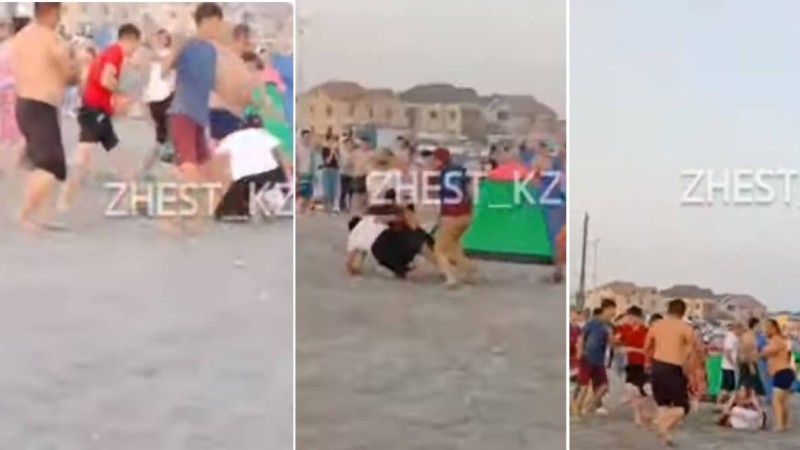 Ақтау жағажайындағы топтық төбелес видеоға түсіп қалды