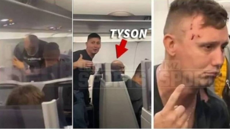 Майк Тайсон ұшақта қасындағы жолаушыны соққыға жықты
