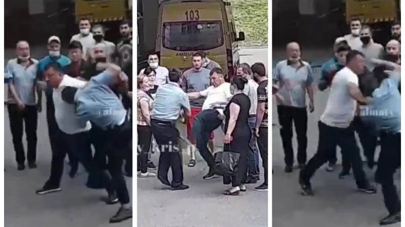 Алматы облысында ер адам полицейді тепкілеп тастады (ВИДЕО)