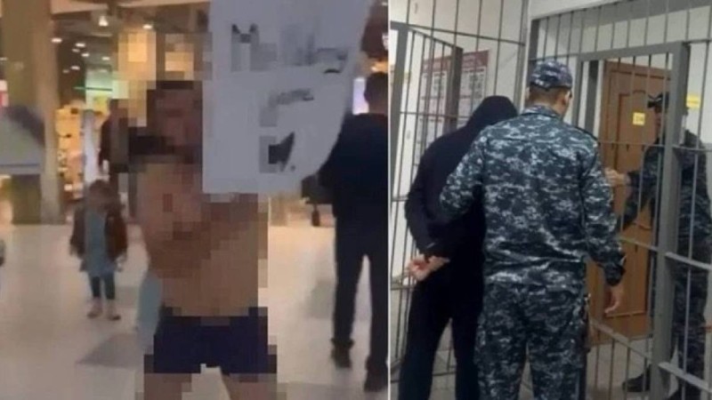Астанада сауда орталығында іш киіммен жүгірген ер адам қамауға алынды