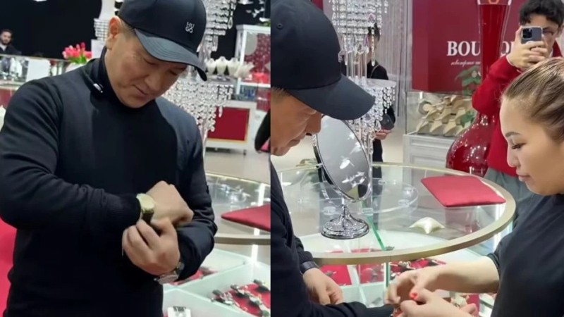 Алтынай Жорабаеваның сіңлісі Сәкен Майғазиевке бриллиантпен көмкерілген алтын сағат сыйлады