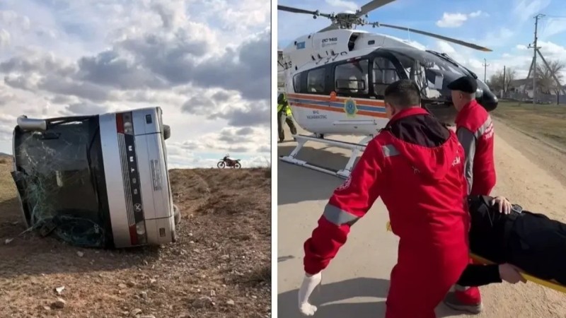 Қарағандыда автобус аударылып, 30-дан аса жолаушы жарақат алды
