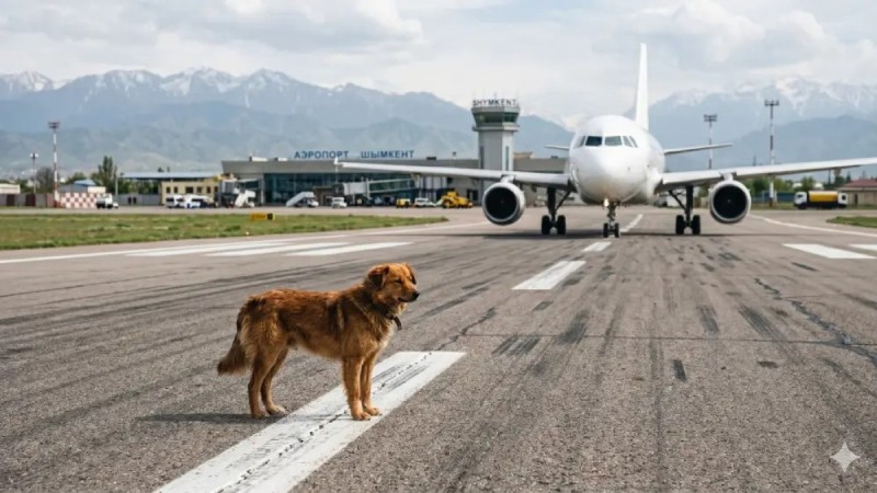 Шымкент әуежайында ұшақ итті қағып кетті